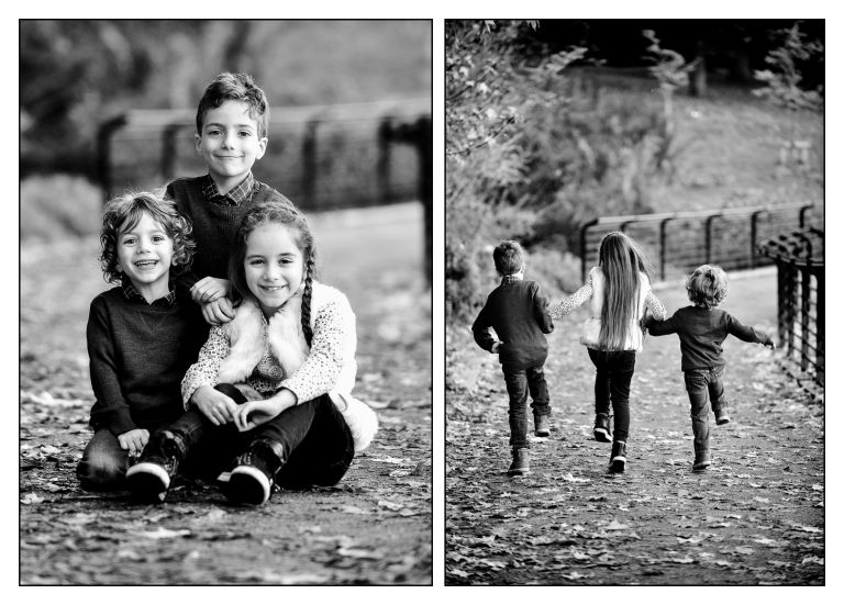 siblings on-location at mote park maidsstone kent skipping together and a sitting pose