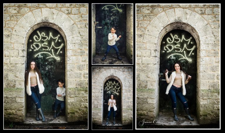 Family Onlocation Photographer Mote Park Maidstone portrait against graffiti door