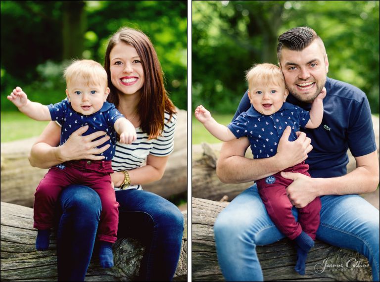 family photographer maidstone mummy and daddy with their son on a tree trunk