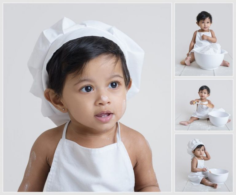 first year milestone baby chef photo session kent
