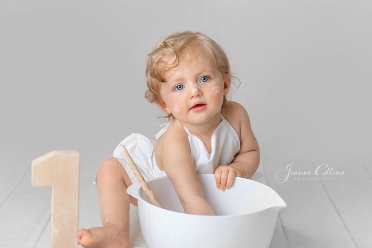 first year birthday photo session tunbridge wells, baby chef outfit