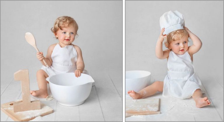 first year birthday photographer tunbridge wells, baby chef outfit