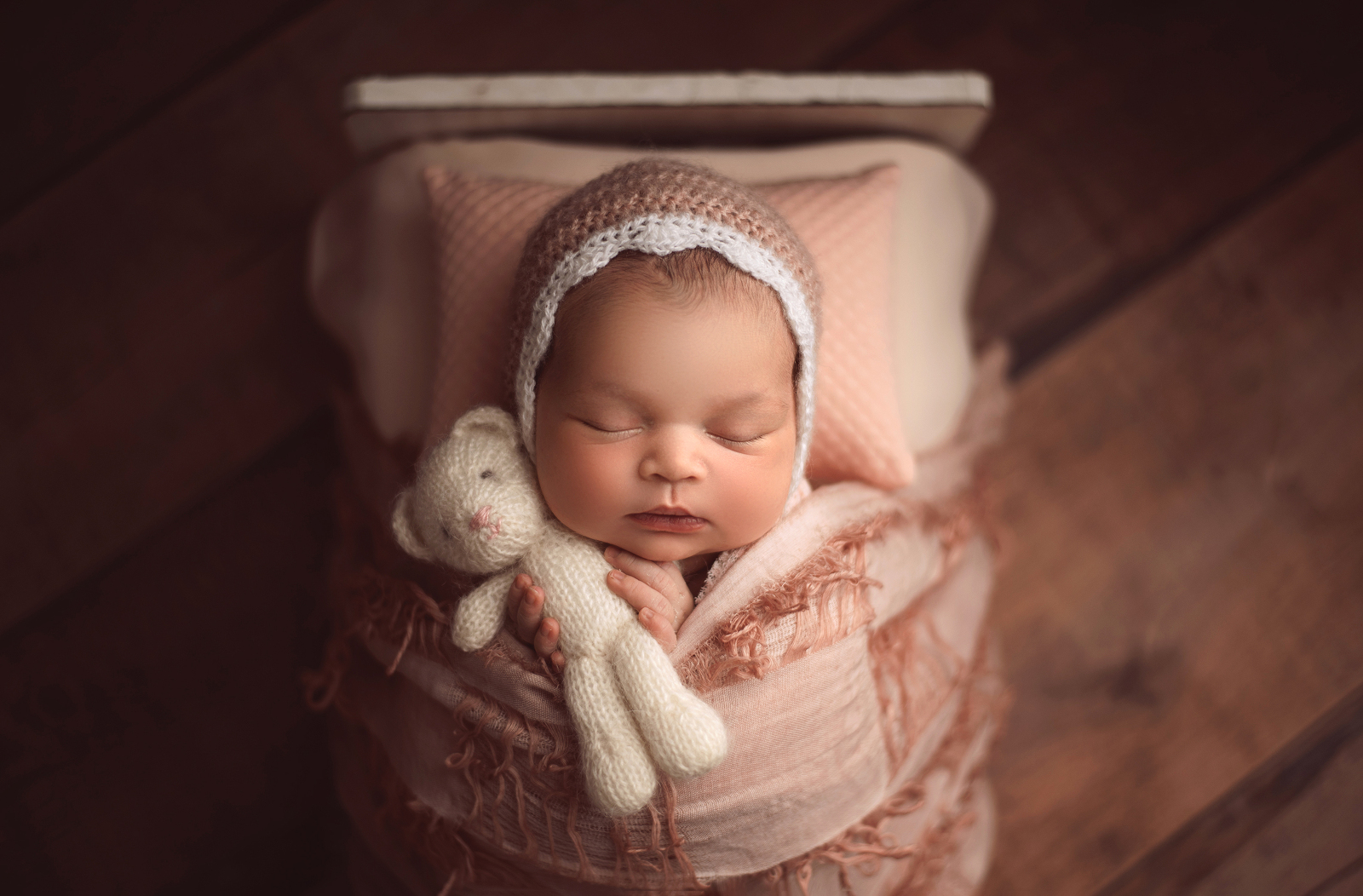 newborn photographer kent sittingbourne, baby girl 11 days old with teddy pose